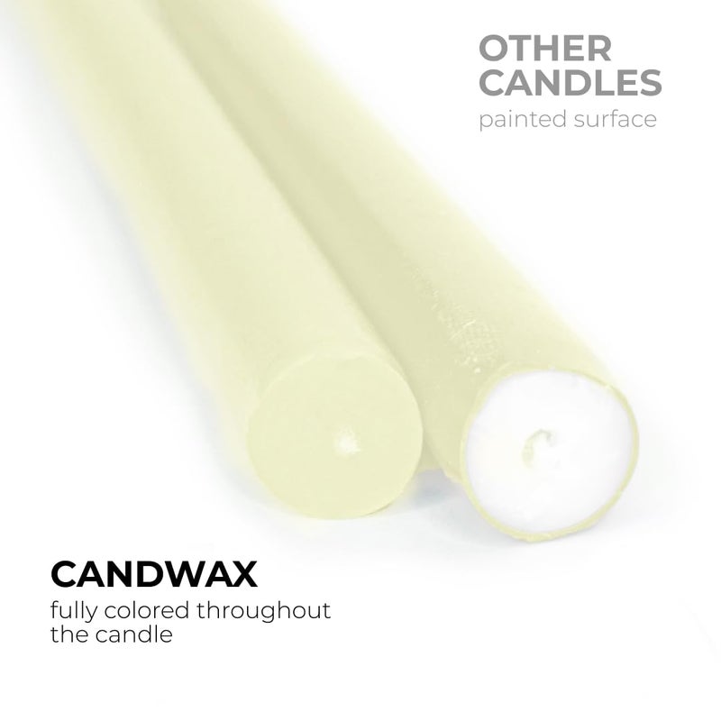 CANDWAX Ivory Taper Candles 10 inch Dripless - Set of 12 Tapered Candles Ideal as Dinner Candles - Smokeless and Unscented Taper Candles Long Burning - Hand Poured Tall Candlesticks - Image 2